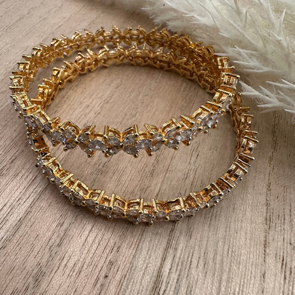 Rose Gold CZ Stone Bangle
