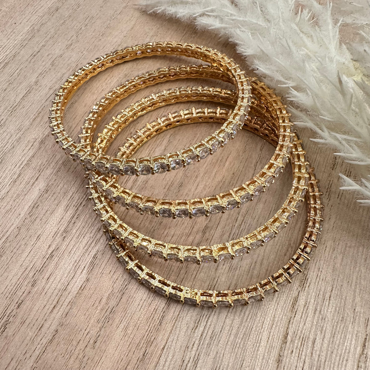 Rose Gold CZ Stone Bangle