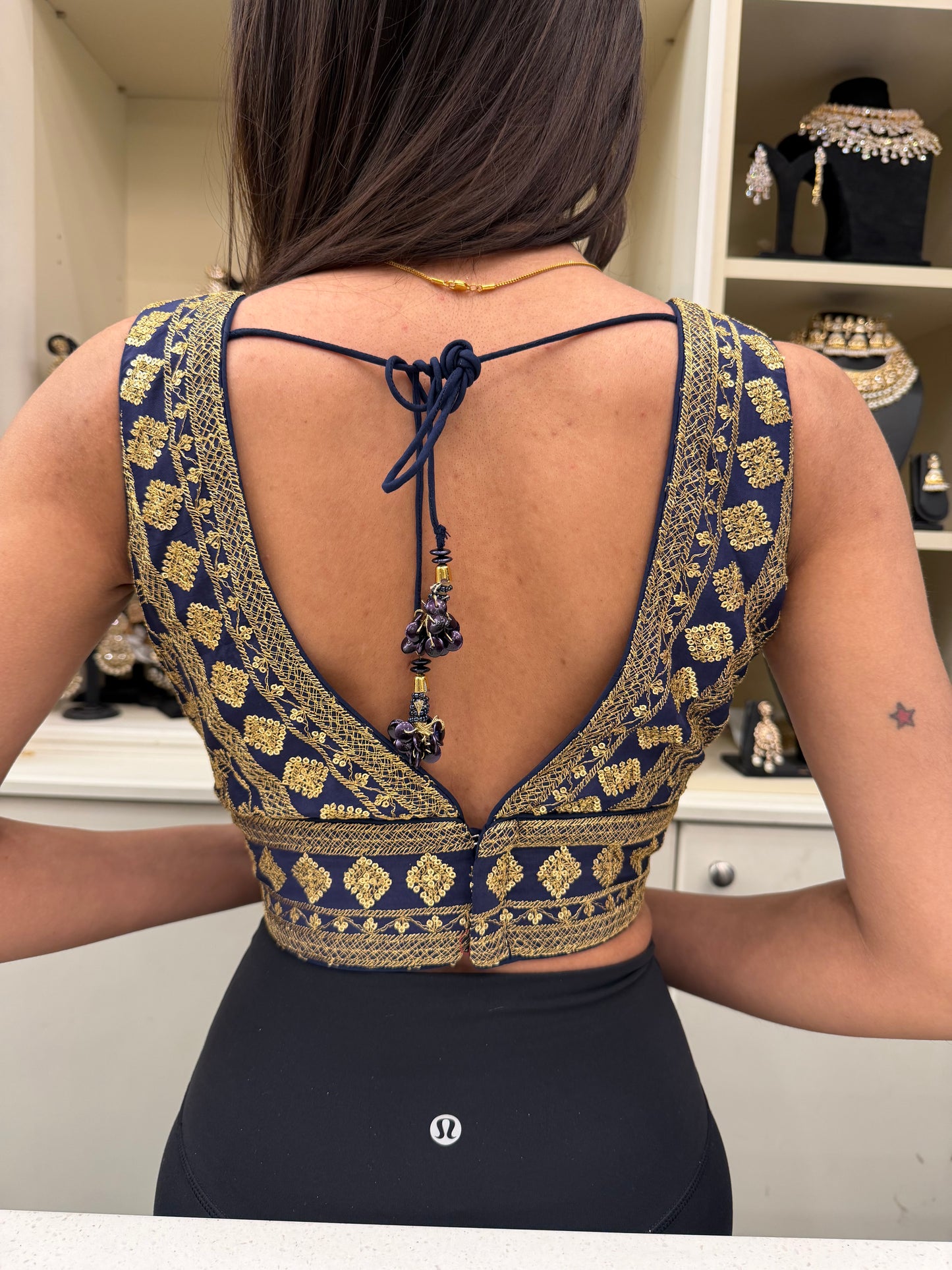 Navy Blue Sleeveless Blouse