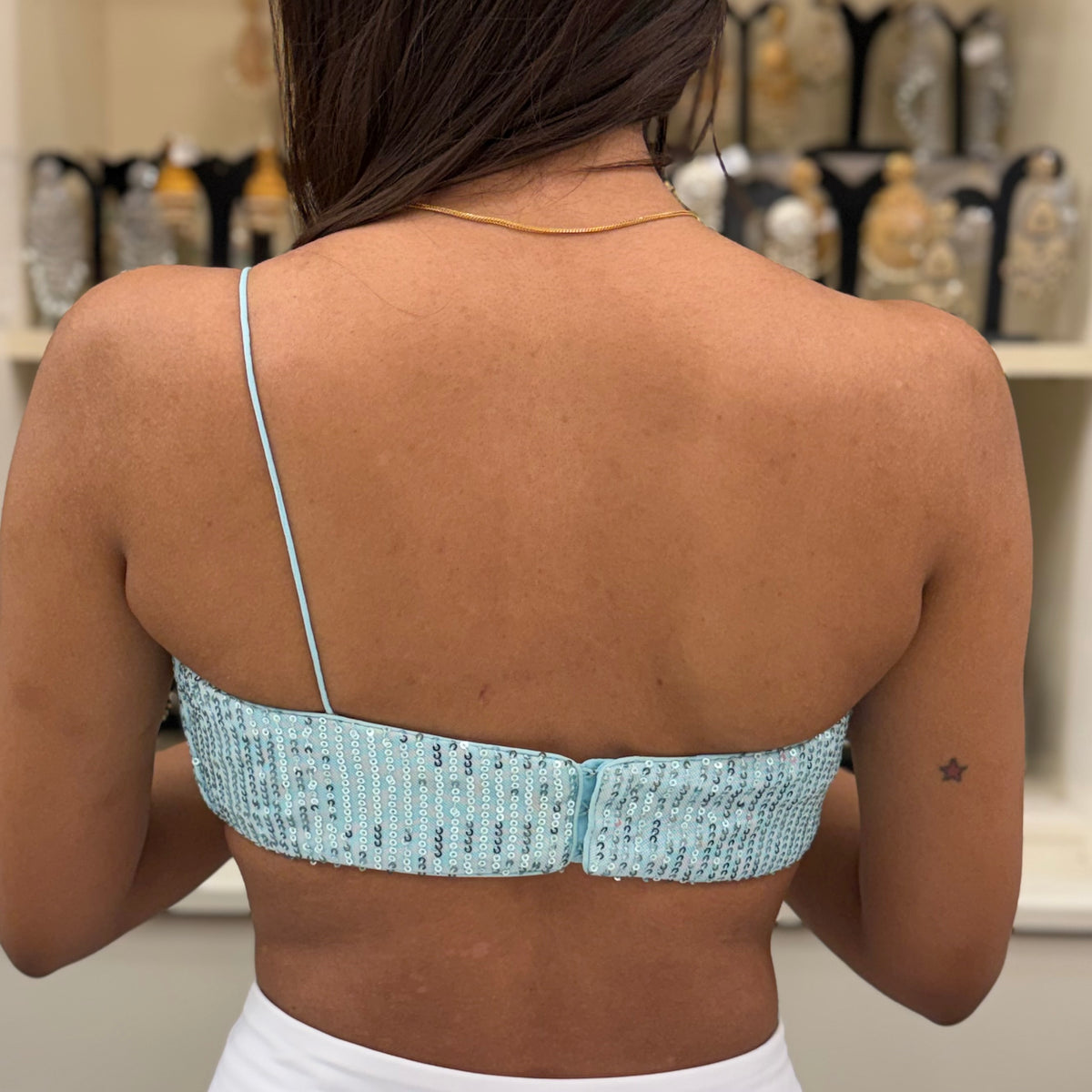 One Shoulder Sequin Blouse