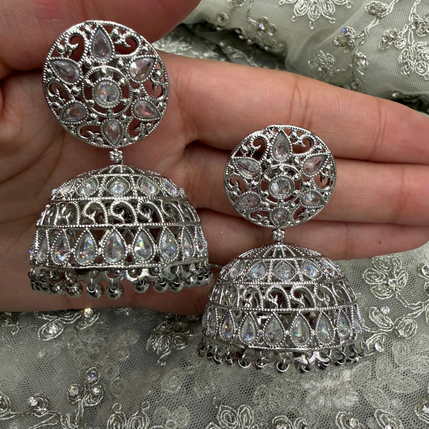 Silver Jhumkas
