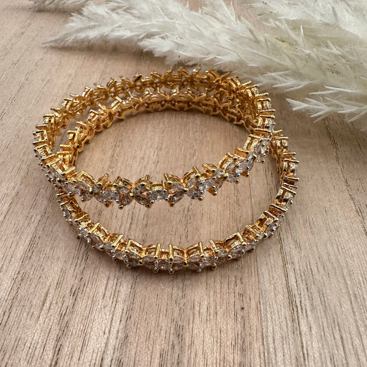 Rose Gold CZ Stone Bangle