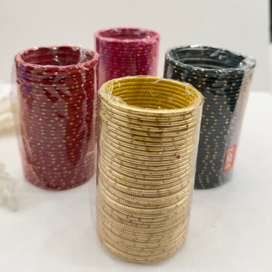 Kids Gold Dotted Bangles - Matte Finish