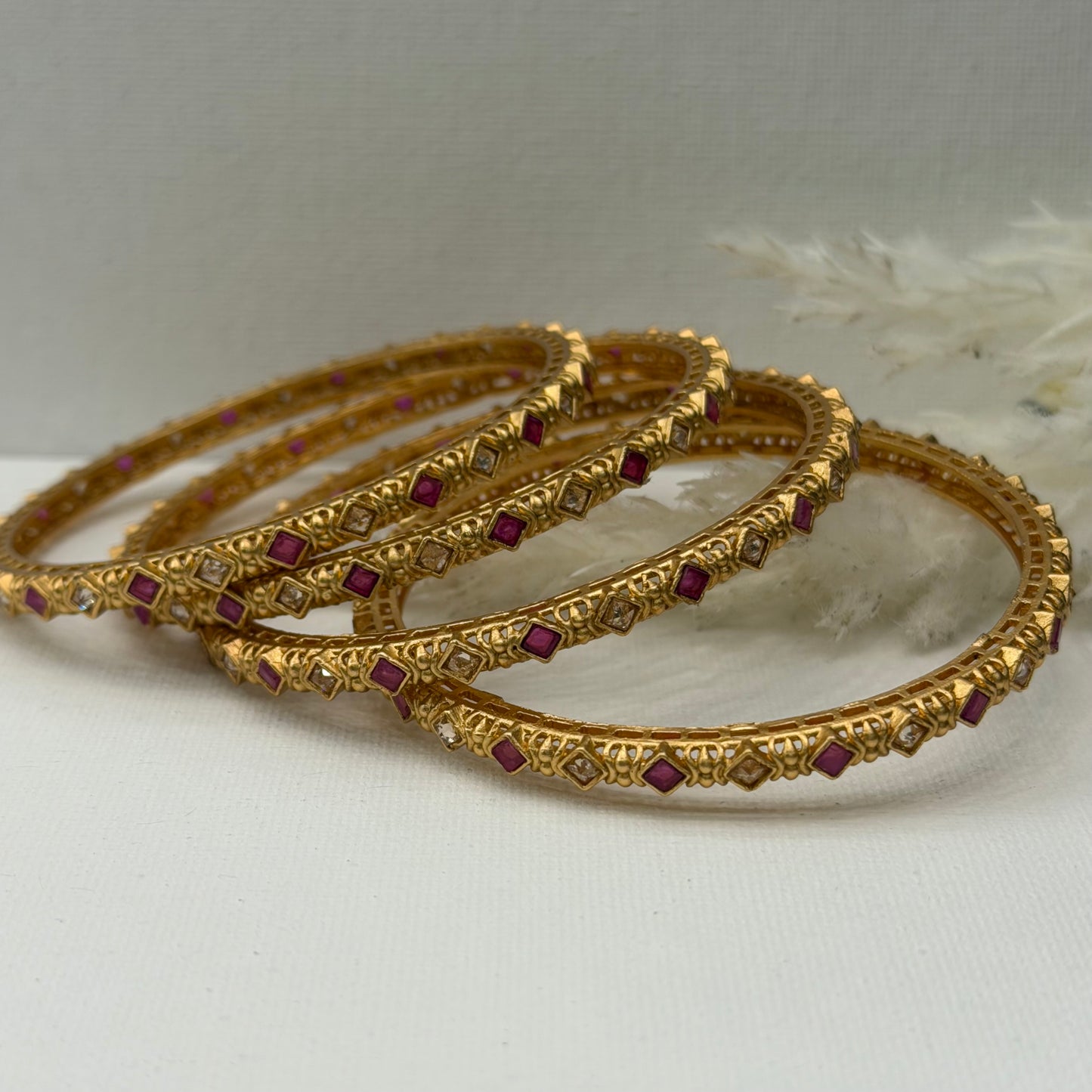 Kemp Ruby White Bangles