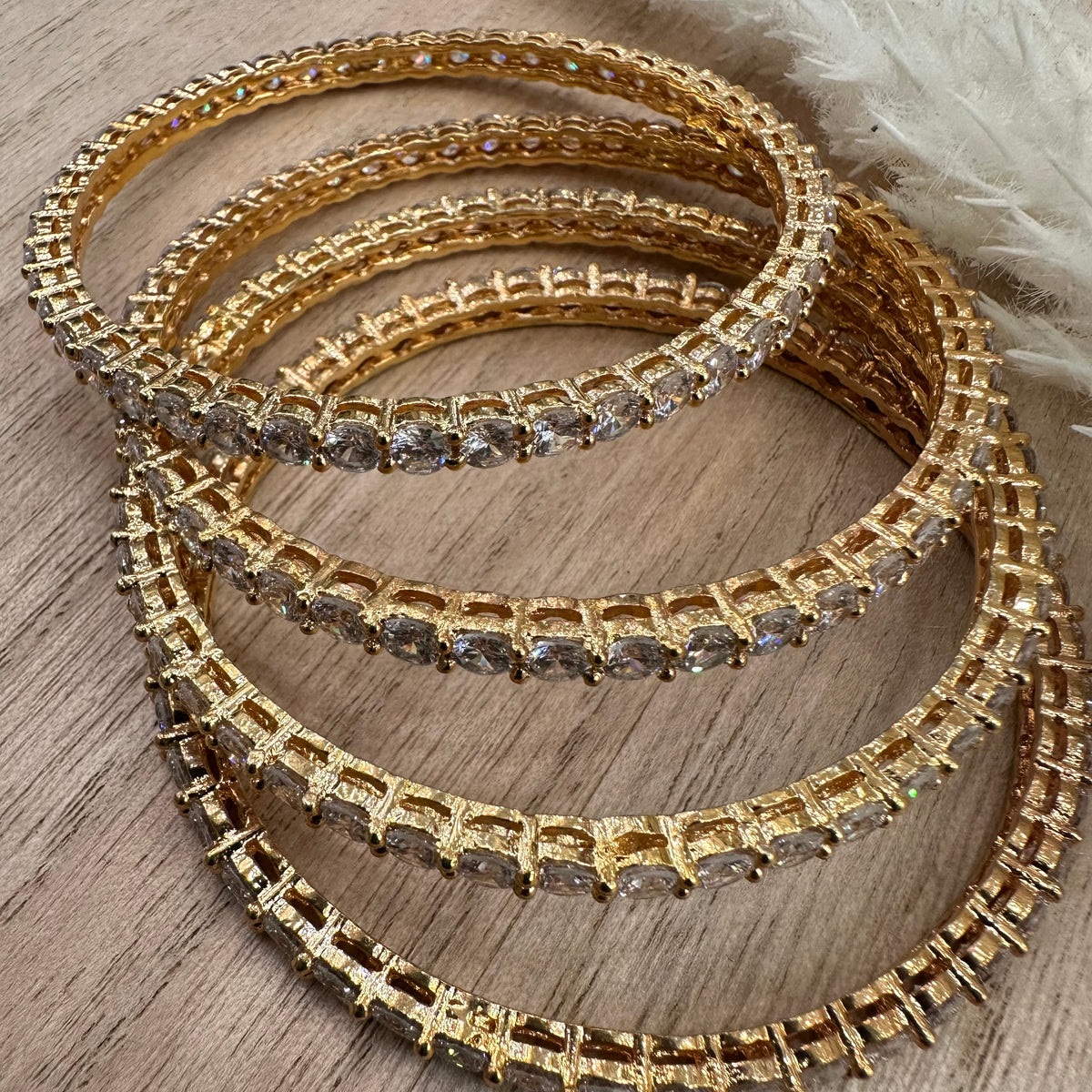 Rose Gold CZ Stone Bangle