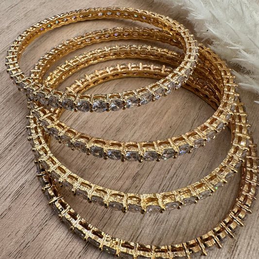 Rose Gold CZ Stone Bangle