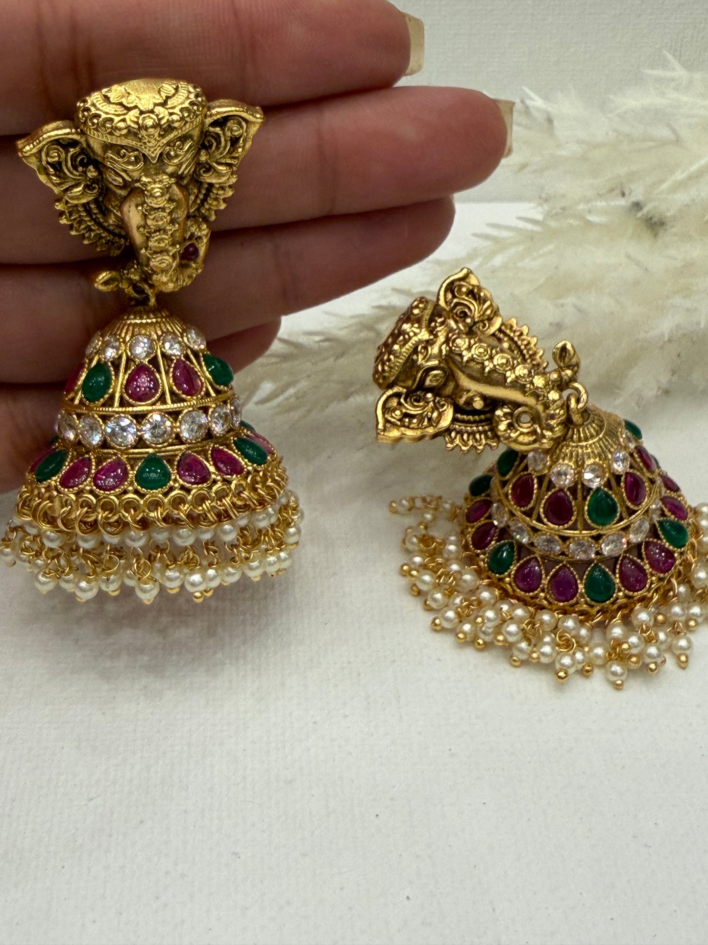 Traditional Elephant Kemp Earrings