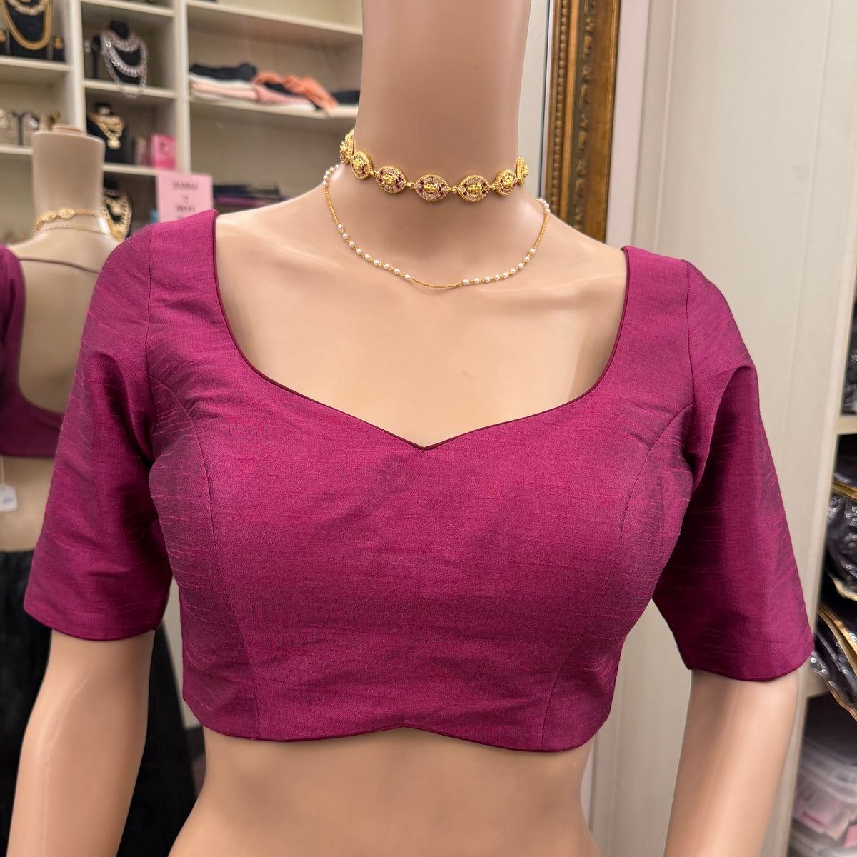 Sweetheart Elbow Sleeve Blouse