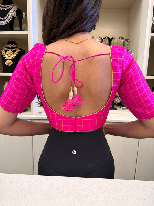 Pink Elbow length Blouse