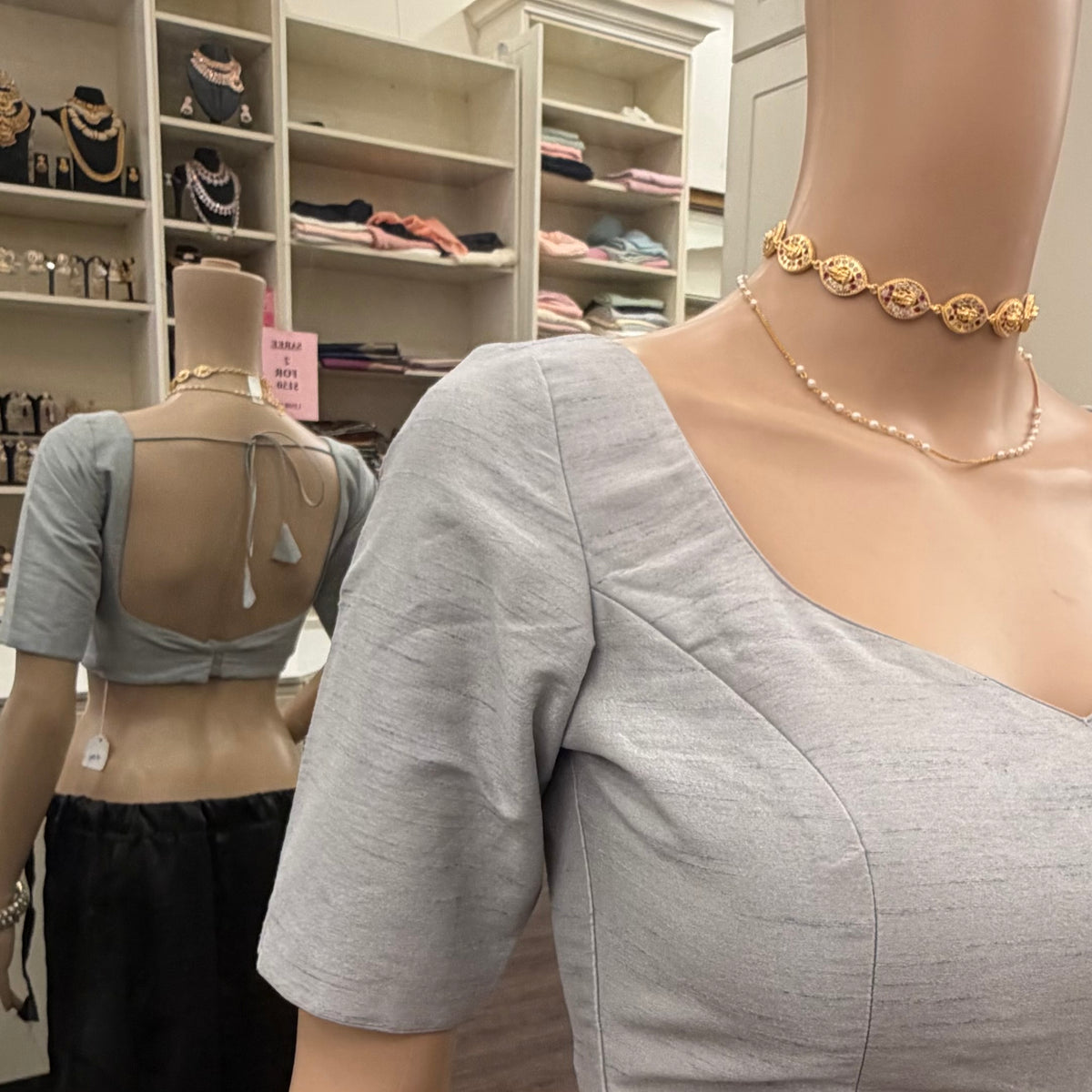 Sweetheart Elbow Sleeve Blouse