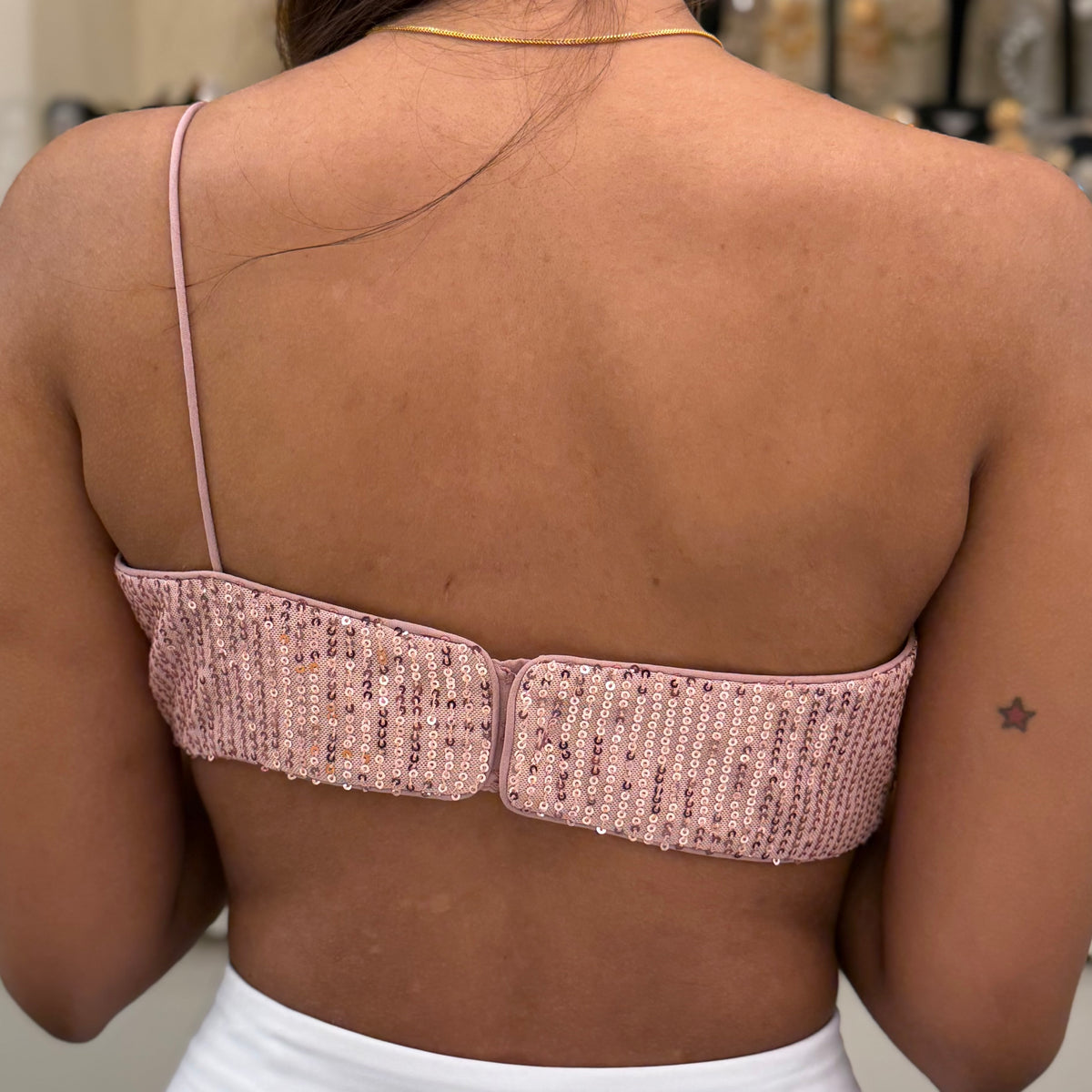 One Shoulder Sequin Blouse