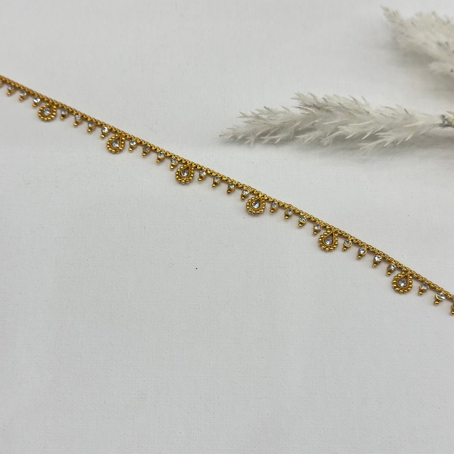 Gold White stone Waist Chain