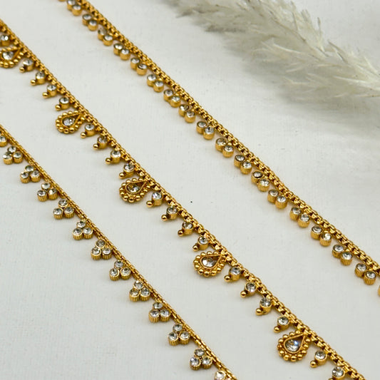 Gold White stone Waist Chain
