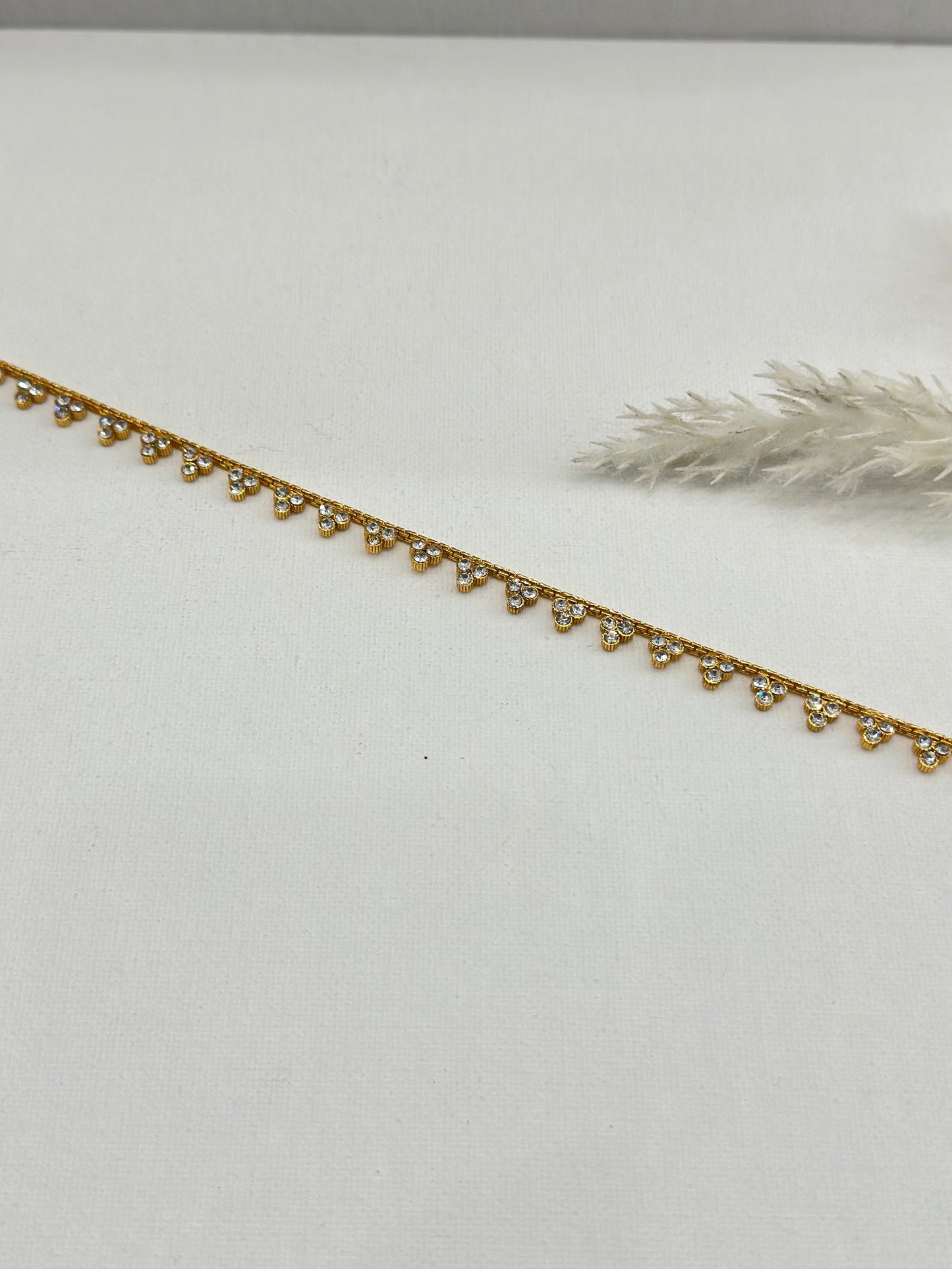 Gold White stone Waist Chain