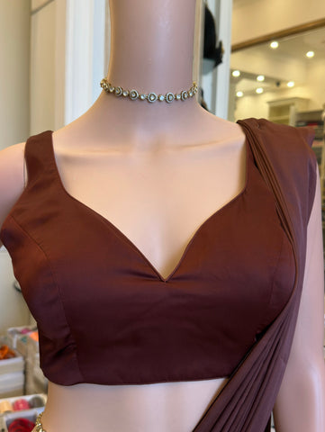 Dark Brown Sleeveless Blouse