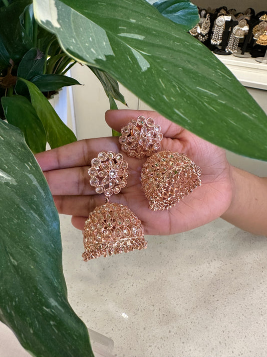Rose Gold Jhumka Earrings