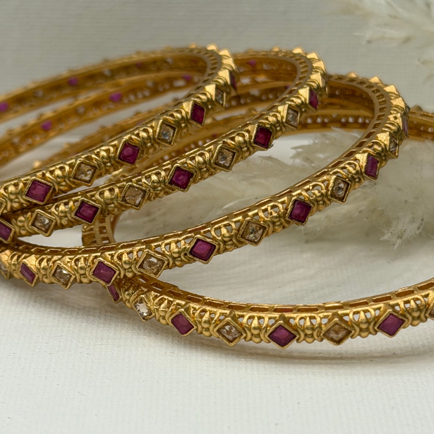 Kemp Ruby White Bangles