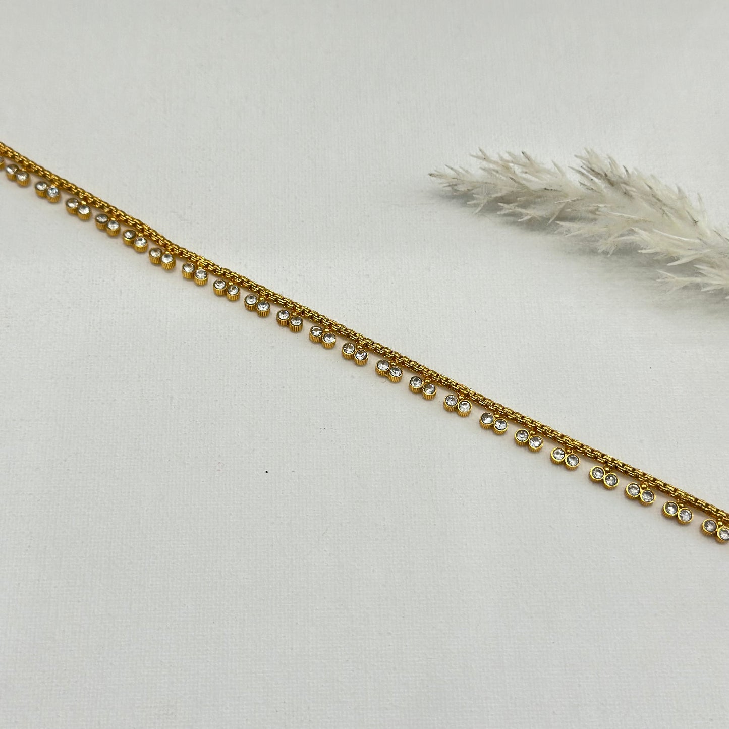 Gold White stone Waist Chain