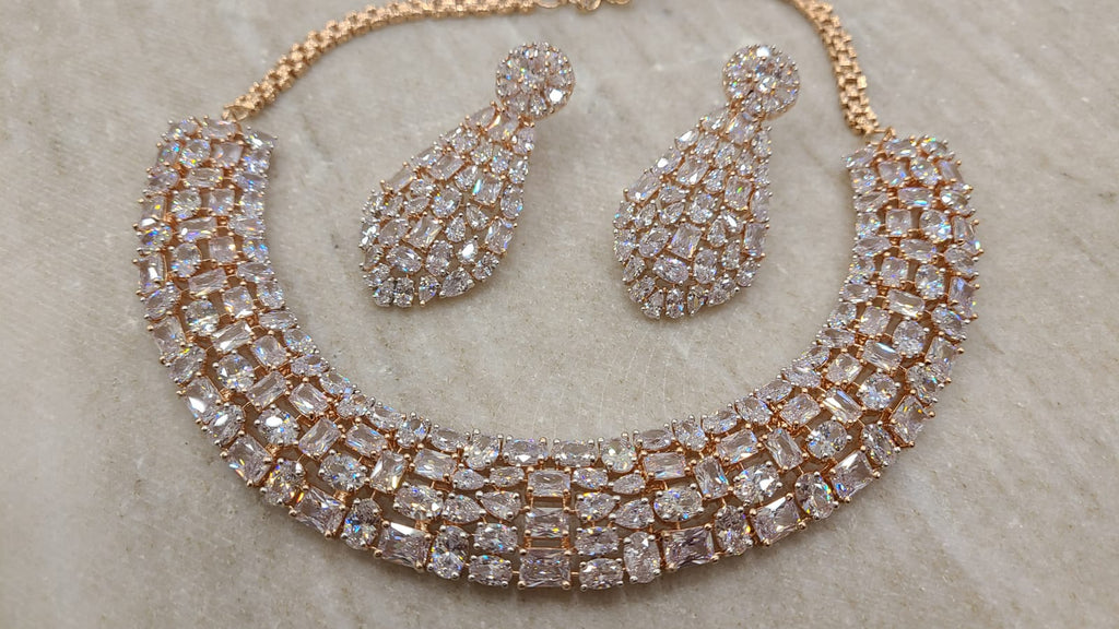 Rose gold necklace set