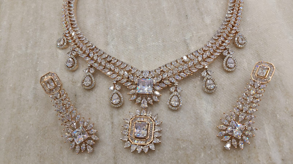 Rose gold necklace set